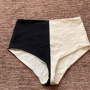 Two-Tone High-Waisted Bikini Bottom